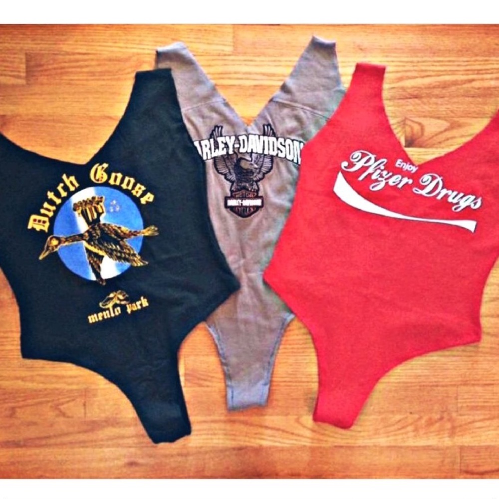 👔✂️🪡✨🩱RESTYLED T-shirts, to a BODYSUIT, rocker, sexy, one-piece! Custom:)